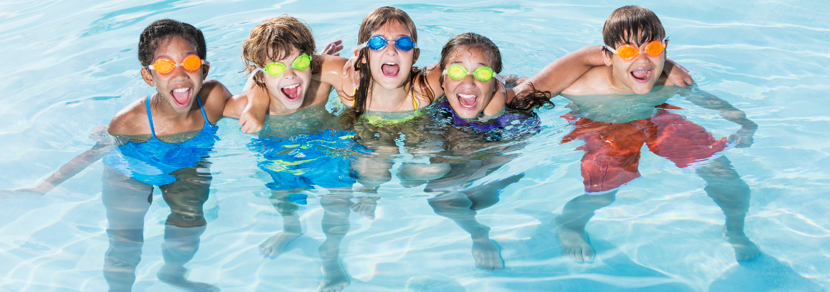 children playing in swimming pool