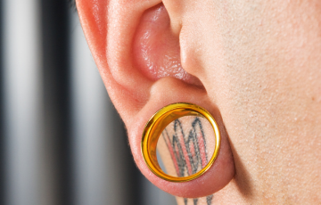 image of large piercing in earlobe 